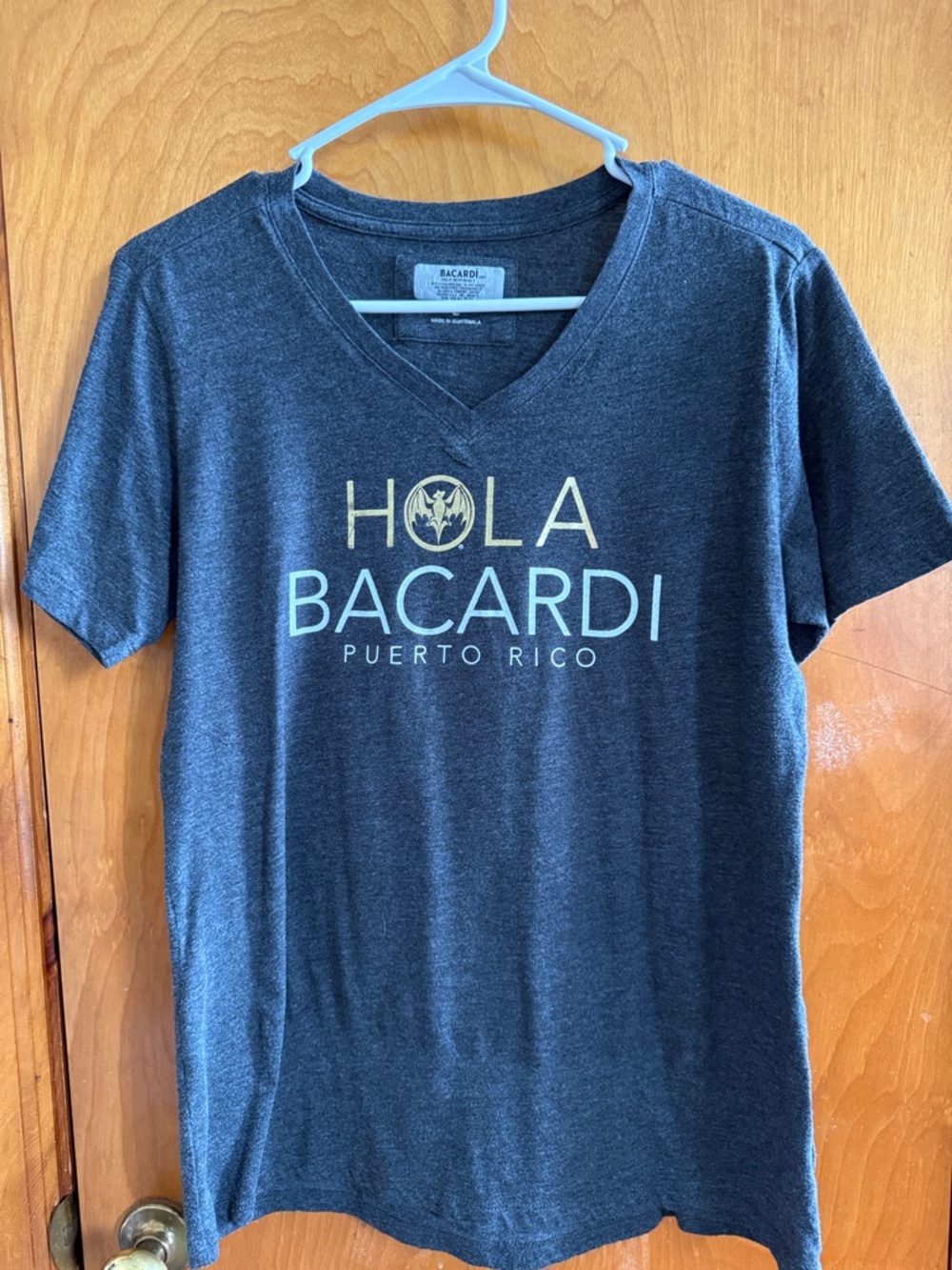 Bacardi "Hola Puerto Rico" V-Neck Graphic Tee - Charcoal